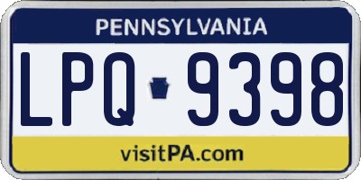 PA license plate LPQ9398