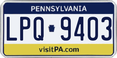 PA license plate LPQ9403