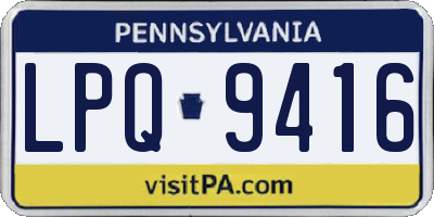 PA license plate LPQ9416