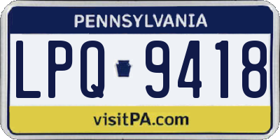 PA license plate LPQ9418
