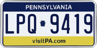 PA license plate LPQ9419