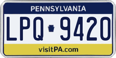 PA license plate LPQ9420