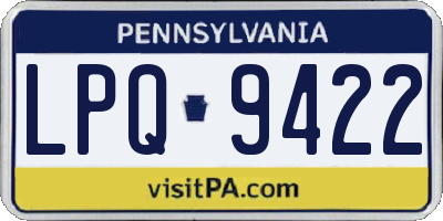 PA license plate LPQ9422