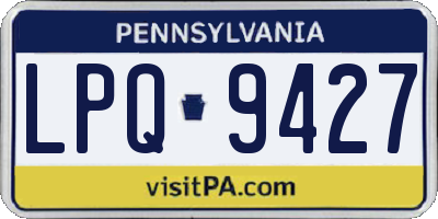 PA license plate LPQ9427