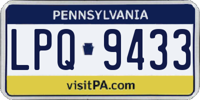 PA license plate LPQ9433