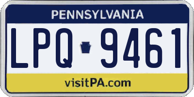 PA license plate LPQ9461