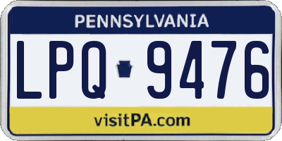 PA license plate LPQ9476