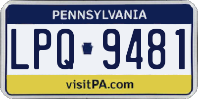 PA license plate LPQ9481