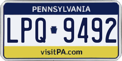 PA license plate LPQ9492