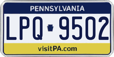 PA license plate LPQ9502