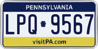 PA license plate LPQ9567