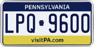 PA license plate LPQ9600
