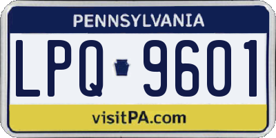 PA license plate LPQ9601