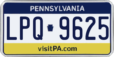 PA license plate LPQ9625