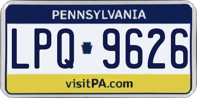 PA license plate LPQ9626