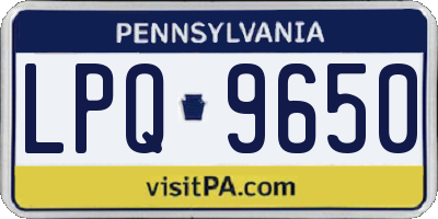 PA license plate LPQ9650