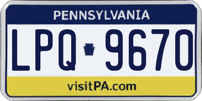 PA license plate LPQ9670