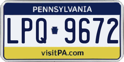 PA license plate LPQ9672