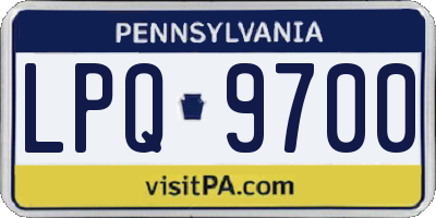 PA license plate LPQ9700