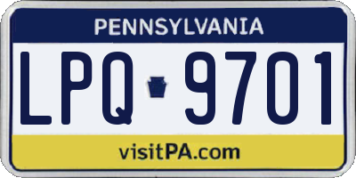 PA license plate LPQ9701