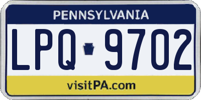 PA license plate LPQ9702