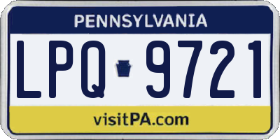 PA license plate LPQ9721