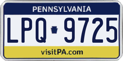 PA license plate LPQ9725