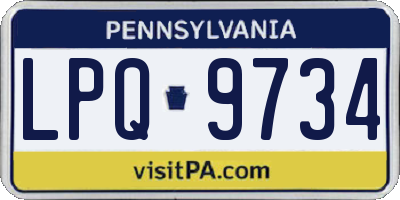 PA license plate LPQ9734