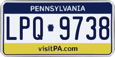 PA license plate LPQ9738