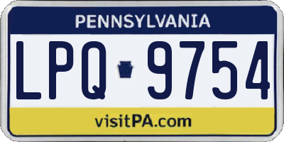 PA license plate LPQ9754