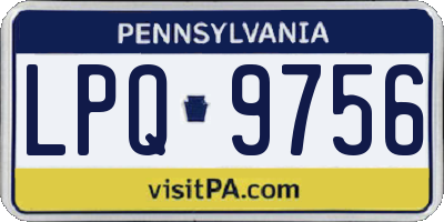 PA license plate LPQ9756