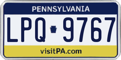 PA license plate LPQ9767