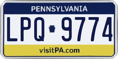 PA license plate LPQ9774