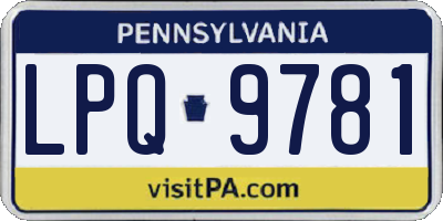 PA license plate LPQ9781