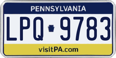 PA license plate LPQ9783