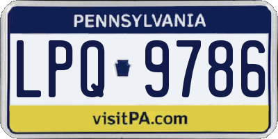 PA license plate LPQ9786