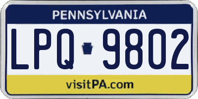 PA license plate LPQ9802