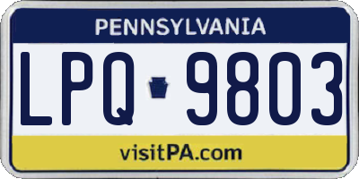 PA license plate LPQ9803