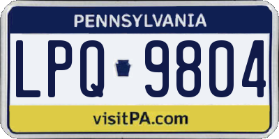 PA license plate LPQ9804