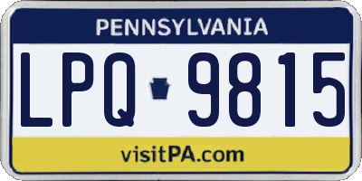 PA license plate LPQ9815
