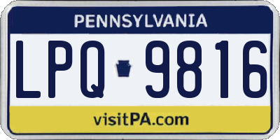 PA license plate LPQ9816