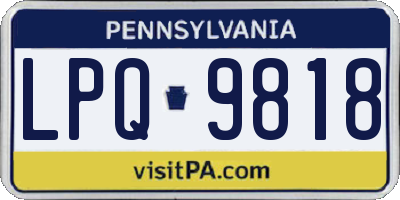 PA license plate LPQ9818