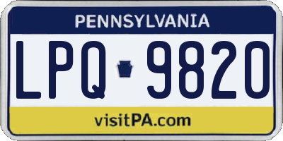 PA license plate LPQ9820