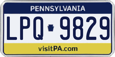 PA license plate LPQ9829
