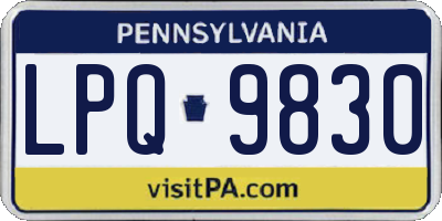 PA license plate LPQ9830
