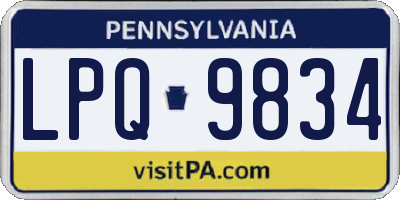 PA license plate LPQ9834