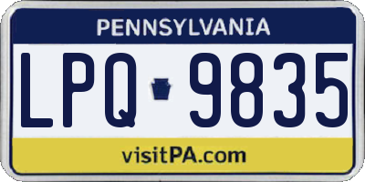 PA license plate LPQ9835