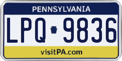 PA license plate LPQ9836