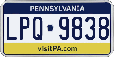 PA license plate LPQ9838