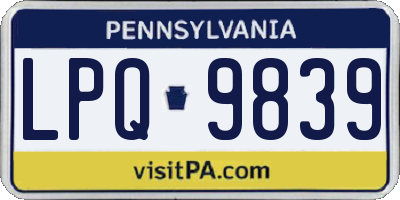 PA license plate LPQ9839